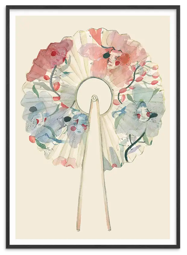 Sort træramme til WASHI PAPER FAN kunstplakat
