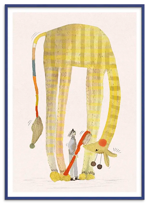 Blå træramme til Morgenfrisk børneplakat