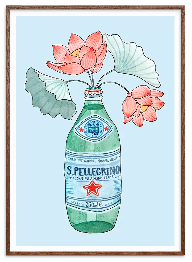 Billedramme i mørkt egetræ til LILLIES DE PELLEGRINO kunstplakat