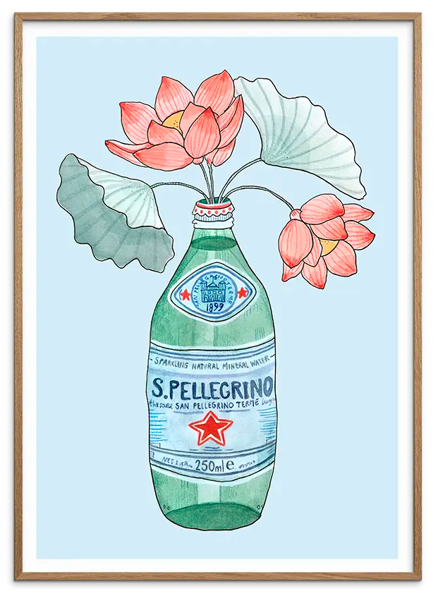 Billedramme i naturligt egetræ til LILLIES DE PELLEGRINO kunstplakat