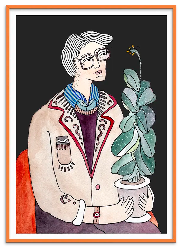 Orange træramme til THE FIDDLE LEAF GUY kunstplakat