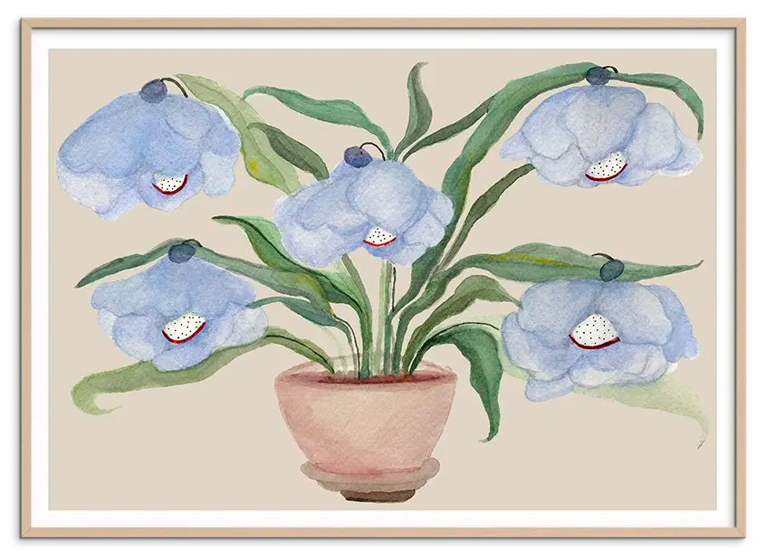 Rosa træramme til DESERT BLUEBELLS kunstplakat