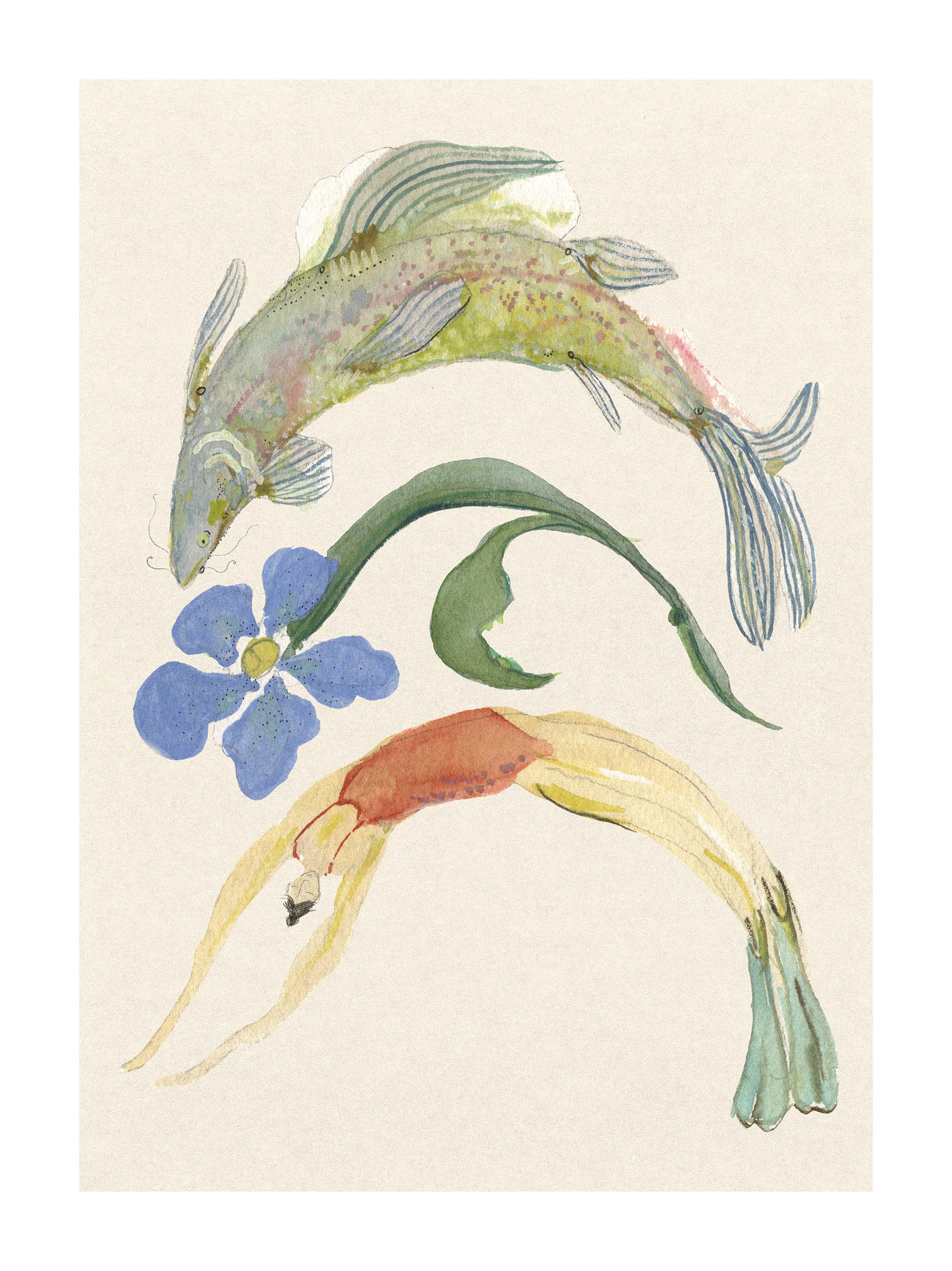 Japandi plakat med havets drage i mystisk stemning. Håndtegnet dansk kunst fra Krull Studio. all-groups