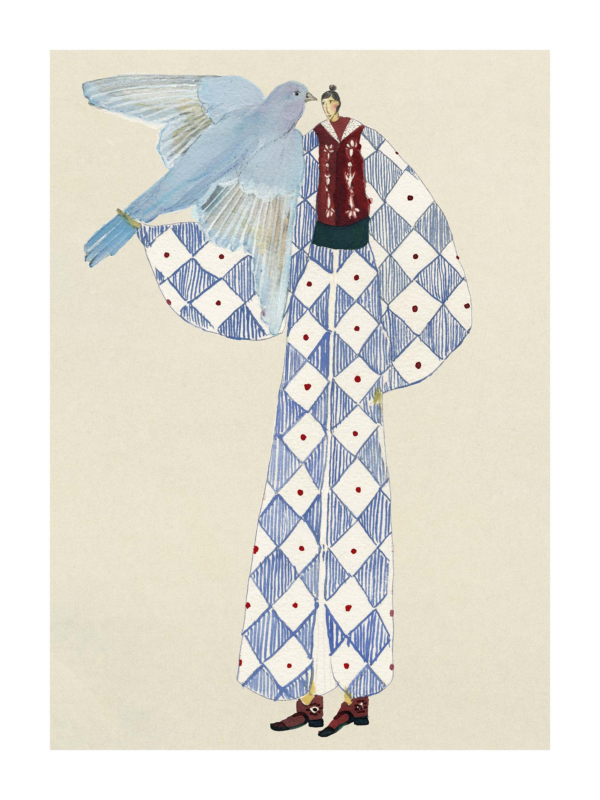 Japandi plakat med muse som inspirationskilde i skaberhaven. Håndtegnet dansk kunst fra Krull Studio. all-groups