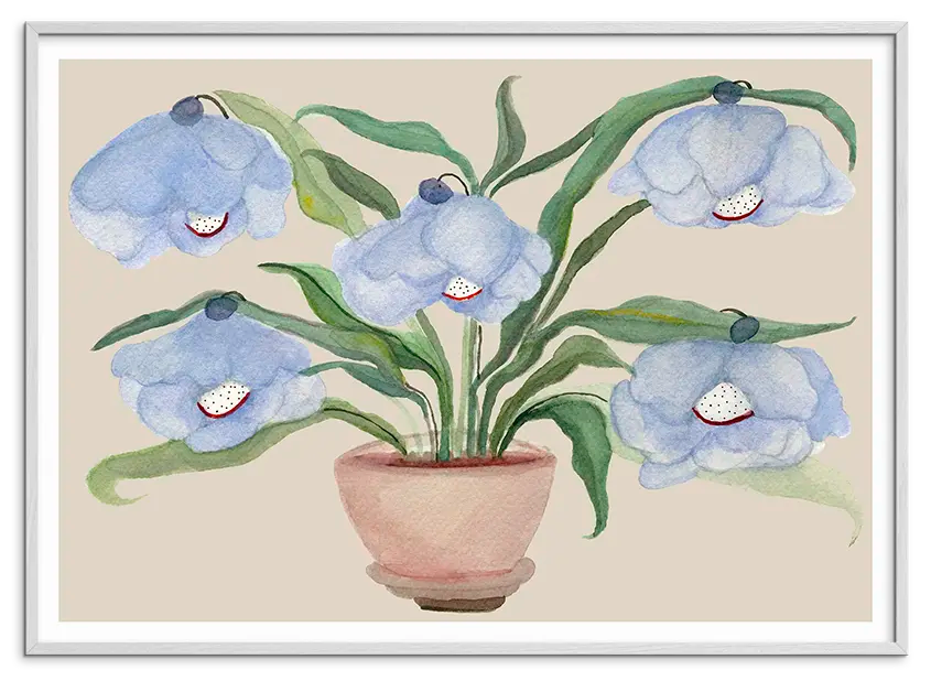 Hvid træramme til DESERT BLUEBELLS kunstplakat