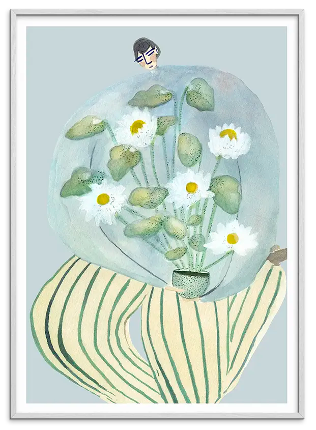 Hvid træramme til MY CHAMOMILE kunstplakat