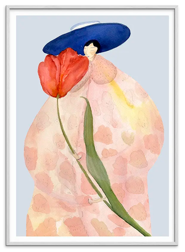 Hvid træramme til FRENCH TULIPS kunstplakat