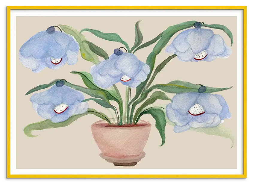 Gul træramme til DESERT BLUEBELLS kunstplakat