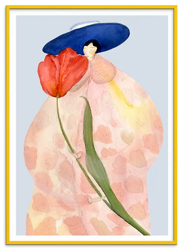Gul træramme til FRENCH TULIPS kunstplakat