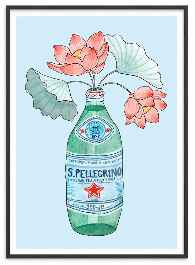 Sort træramme til LILLIES DE PELLEGRINO kunstplakat