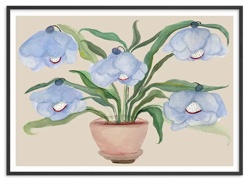 Sort træramme til DESERT BLUEBELLS kunstplakat