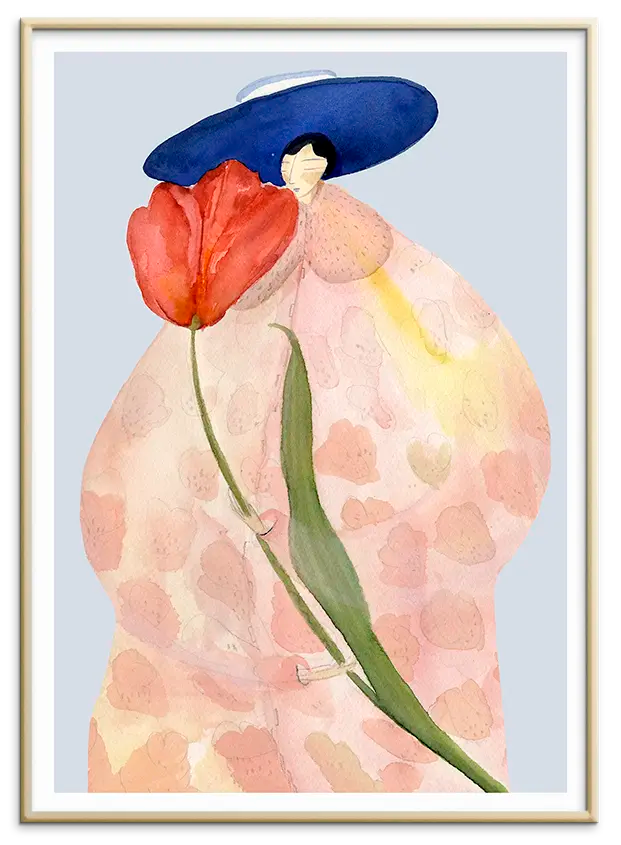 Messingfarvet aluminiumsramme til FRENCH TULIPS kunstplakat