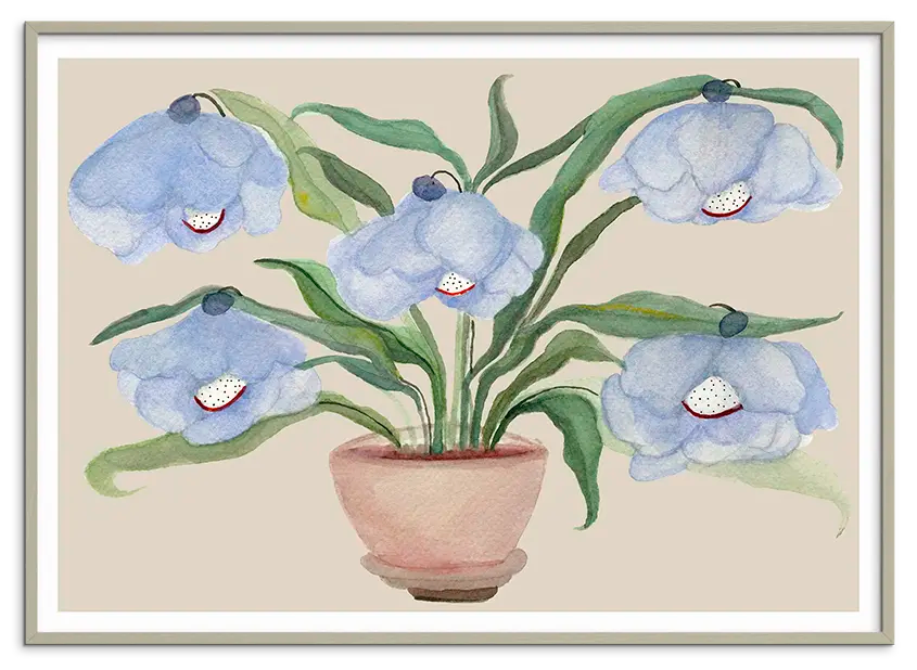 Cashmeregrå træramme til DESERT BLUEBELLS kunstplakat