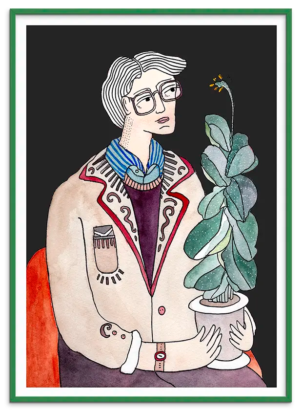 Grøn træramme til THE FIDDLE LEAF GUY kunstplakat