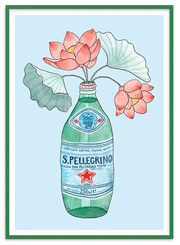 Grøn træramme til LILLIES DE PELLEGRINO kunstplakat