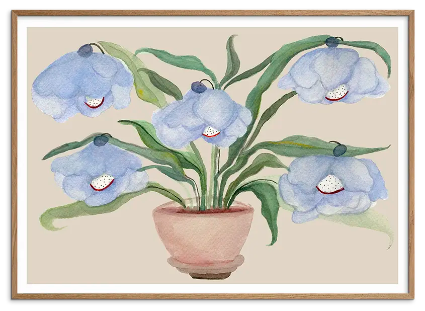 Natur egetræsramme til DESERT BLUEBELLS kunstplakat