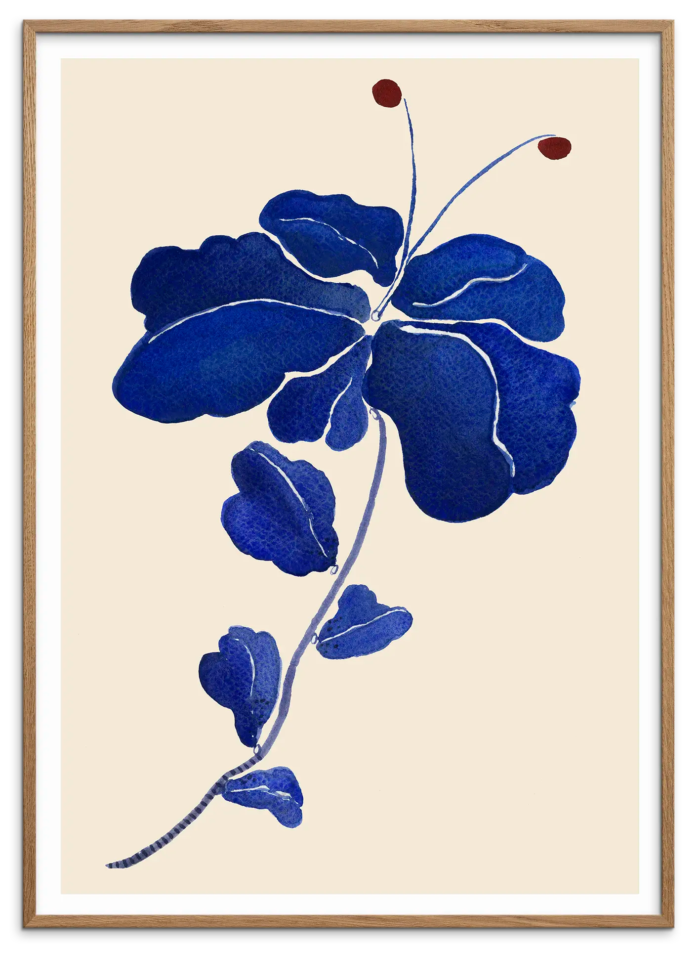 Natur egetræsramme til FLEUR DE BLEU kunstplakat