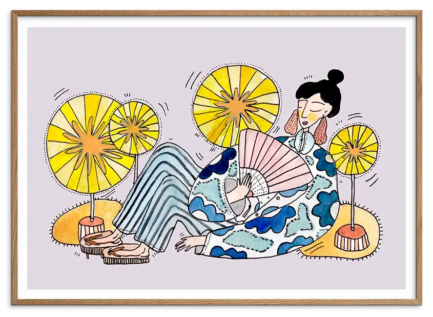 Natur egetræsramme til GEISHA OGI kunstplakat