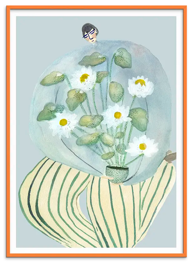 Orange træramme til MY CHAMOMILE kunstplakat