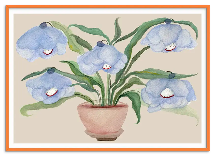 Orange træramme til DESERT BLUEBELLS kunstplakat
