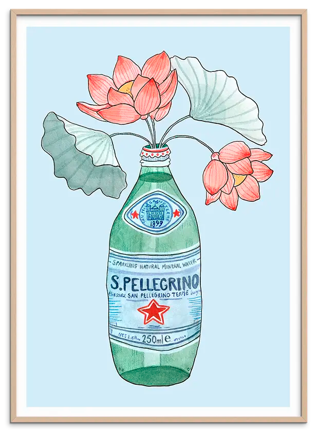 Rosa træramme til LILLIES DE PELLEGRINO kunstplakat
