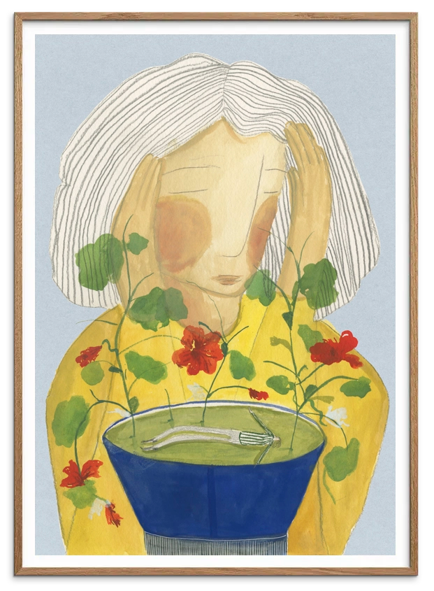 Natur egetræsramme til TEA CLOUDS kunstplakat