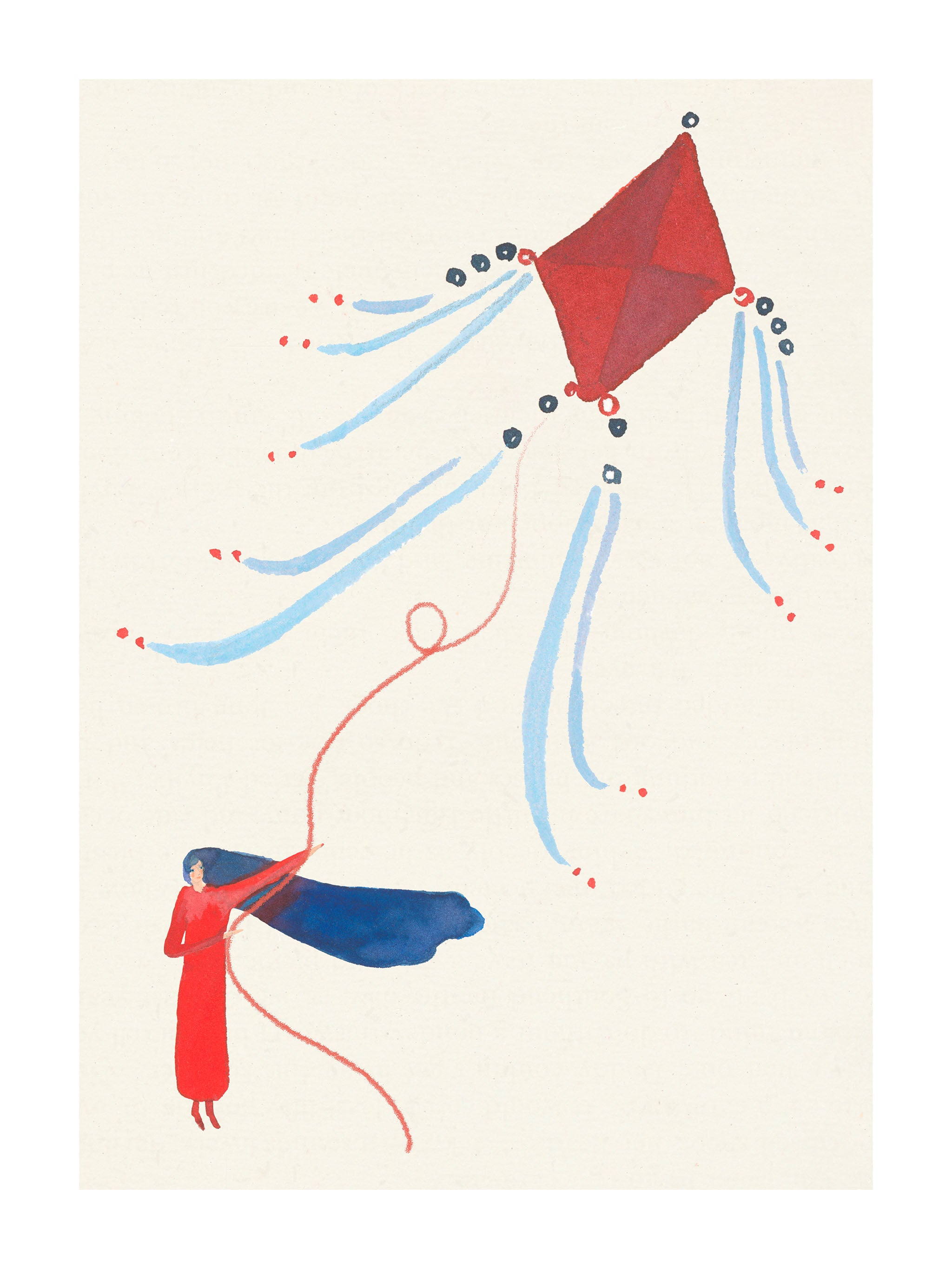 Børneplakat med barn der lytter til vindens sang. Håndtegnet dansk kunst fra Krull Studio.