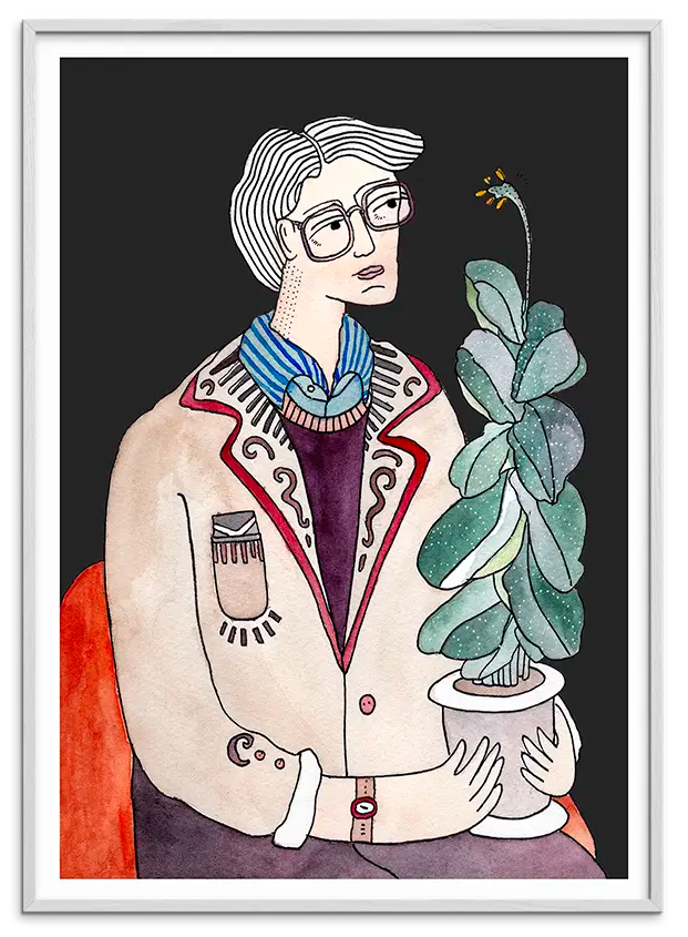 Hvid træramme til THE FIDDLE LEAF GUY kunstplakat