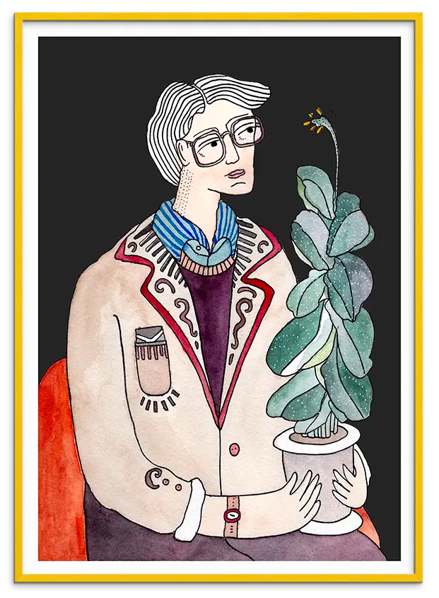 Gul træramme til THE FIDDLE LEAF GUY kunstplakat