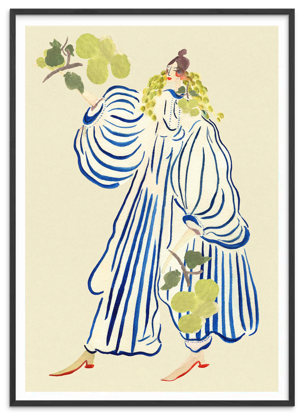 Grapevine Goddess kunstplakat i sort træramme – Krull Studio