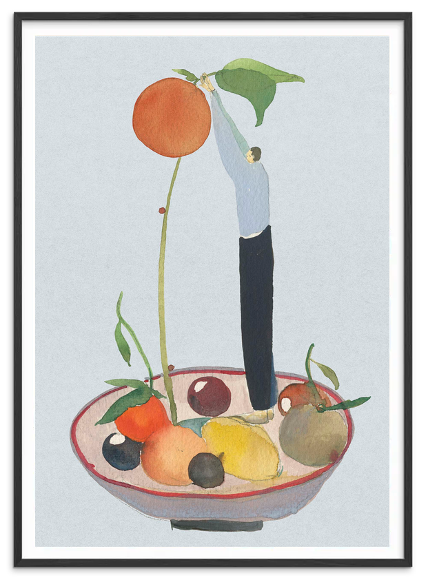 Mandarin Gardener kunstplakat i sort træramme – Krull Studio