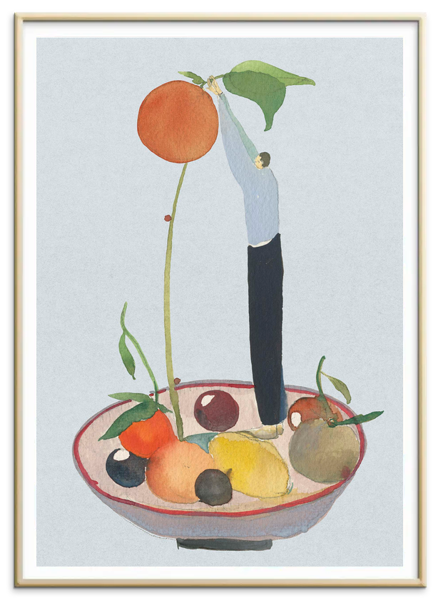 Mandarin Gardener kunstplakat i messingfarvet aluminiumsramme – Krull Studio
