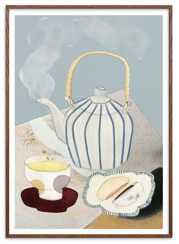 Tea Ceremony kunstplakat i mørk egetræsramme – Krull Studio